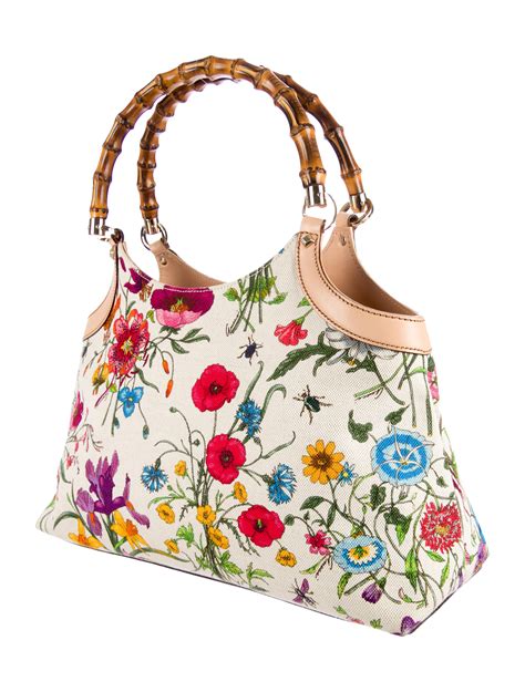 handbag gucci new bamboo flora|bamboo handle bag gucci.